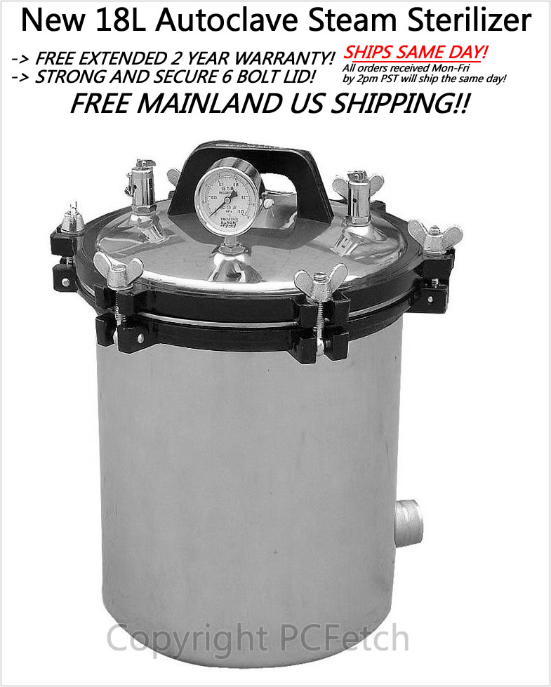 Brand New 18L Autoclave w/ Sieve Plate + Upgraded 6 Bolt Locking Lid